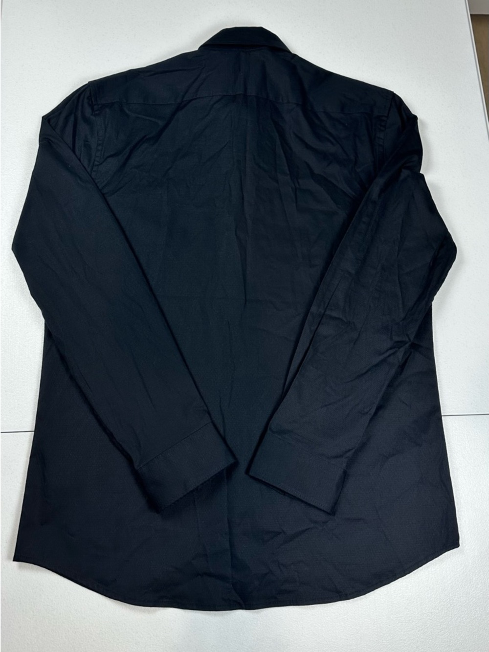 NEW Express Dress Shirt Mens Medium‎ 15.5 32/33 Black Slim Textured Long Sleeve - Picture 2 of 7